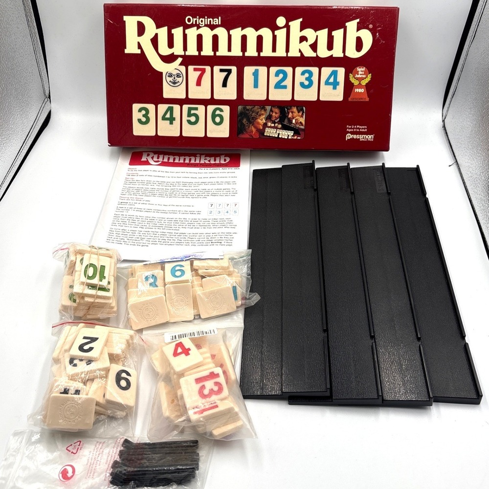 Pressman Original Rummikub Strategy Board Game 106 Tiles 4 Racks 1408 Complete